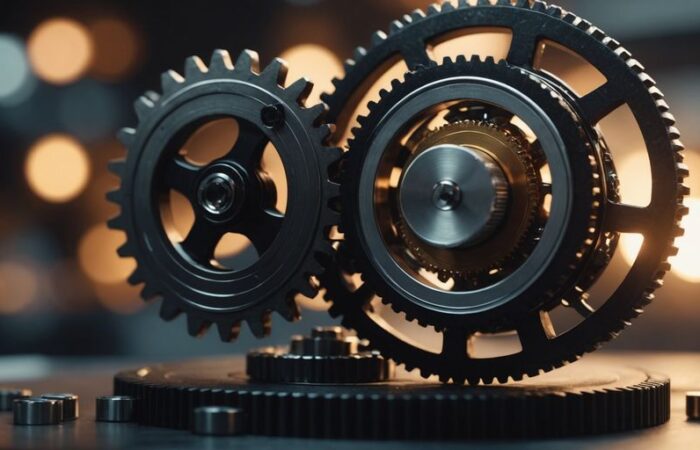 Gears and lightbulb symbolizing enterprise efficiency and innovation