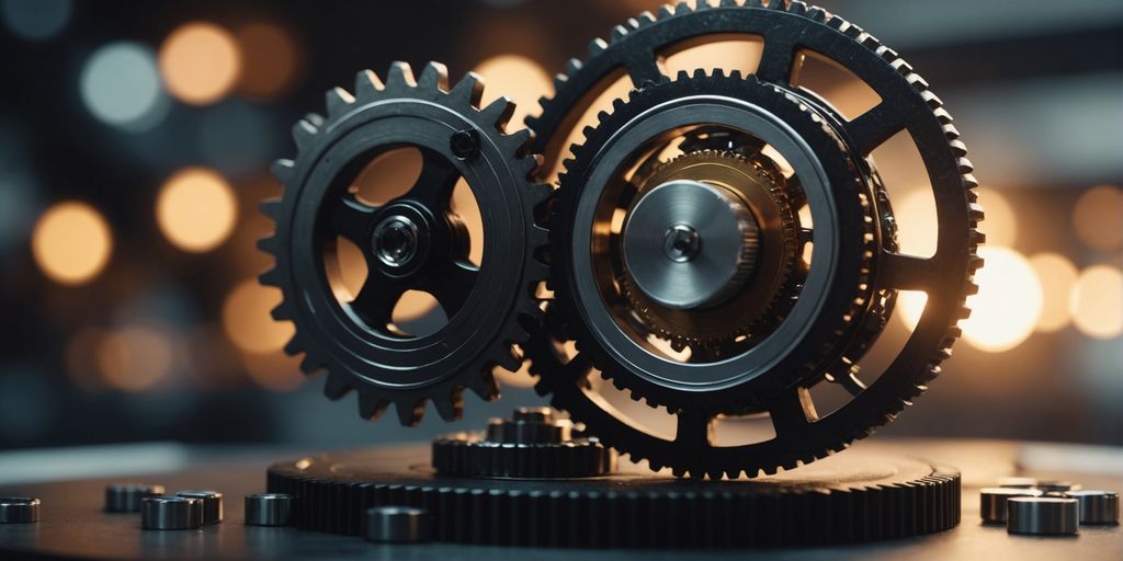 Gears and lightbulb symbolizing enterprise efficiency and innovation