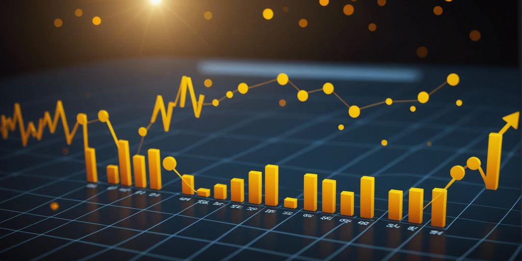 Graph with KPI icons indicating success and growth