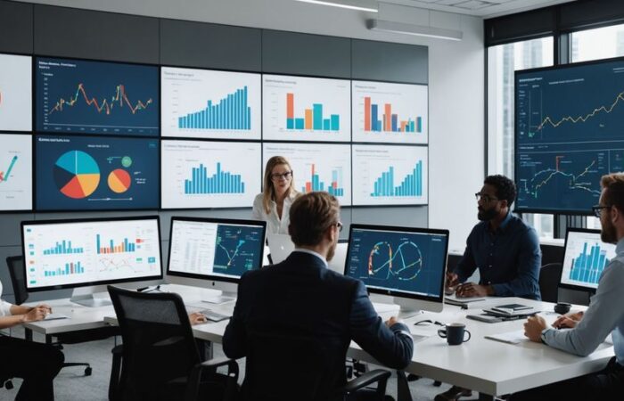 Professionals collaborating on a strategic plan