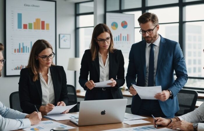 Professionals collaborating in an office